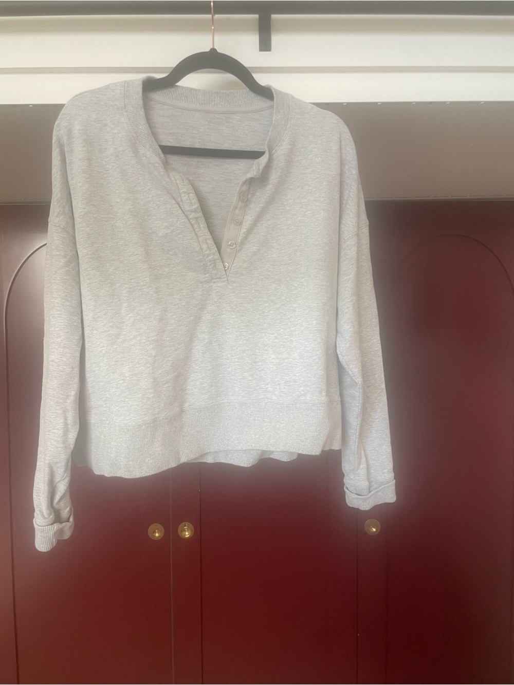 Light Gray Henley Pullover Sweatshirt